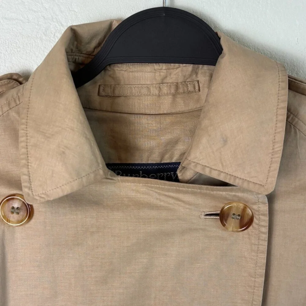 Burberry Trench Coat 10 Long Tan Cotton Nova Check‎ England - Picture 3 of 16